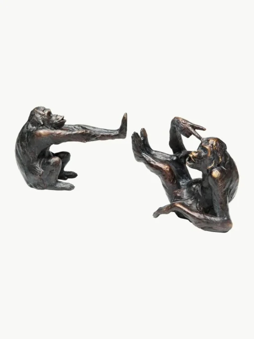 Handgefertigte Buchstützen Monkey Kare, 2er-Set