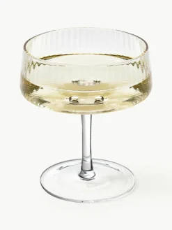 Handgefertigte Champagnerschalen Cami mit Rillenstruktur, 4 Stück