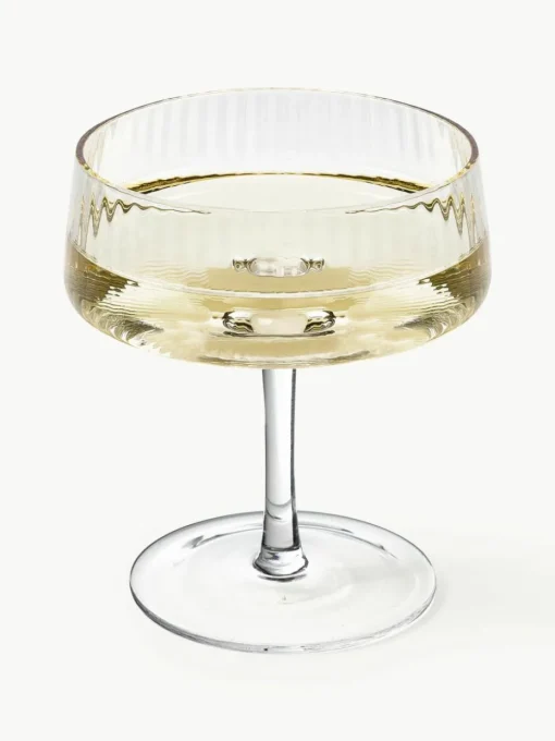 Handgefertigte Champagnerschalen Cami mit Rillenstruktur, 4 Stück