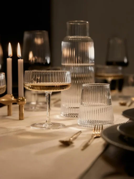 Handgefertigte Champagnerschalen Cami mit Rillenstruktur, 4 Stück