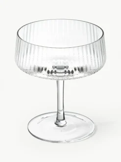Handgefertigte Champagnerschalen Cami mit Rillenstruktur, 4 Stück