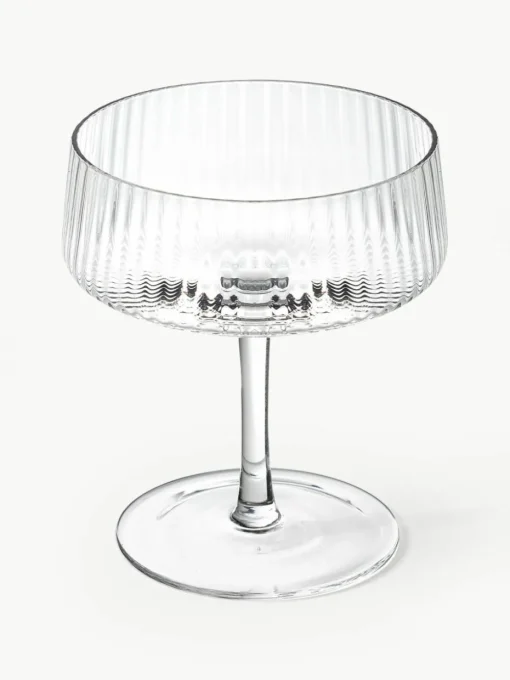 Handgefertigte Champagnerschalen Cami mit Rillenstruktur, 4 Stück