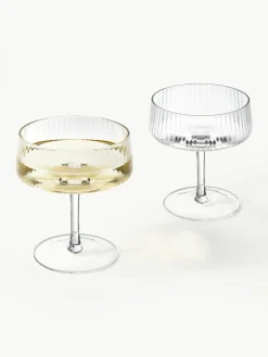 Handgefertigte Champagnerschalen Cami mit Rillenstruktur, 4 Stück