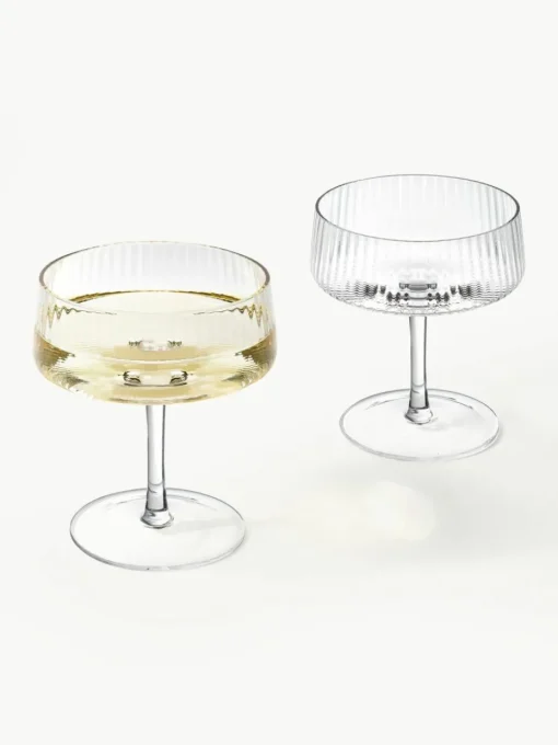 Handgefertigte Champagnerschalen Cami mit Rillenstruktur, 4 Stück