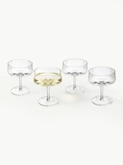 Handgefertigte Champagnerschalen Cami mit Rillenstruktur, 4 Stück