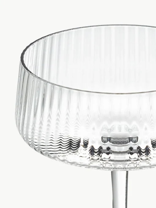 Handgefertigte Champagnerschalen Cami mit Rillenstruktur, 4 Stück
