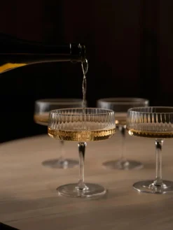 Handgefertigte Champagnerschalen Cami mit Rillenstruktur, 4 Stück