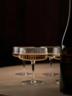 Handgefertigte Champagnerschalen Cami mit Rillenstruktur, 4 Stück