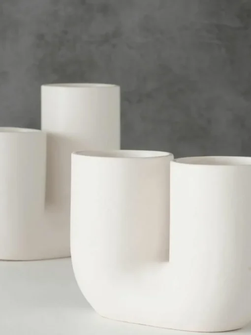 Handgefertigte Design-Vasen Filicio aus Steingut, 2er-Set