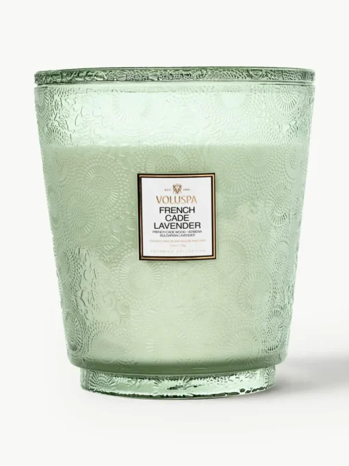 Handgefertigte Fünfdocht-Duftkerze Japonica Collection (Cade-Holz, Eisenkraut & Lavendel)