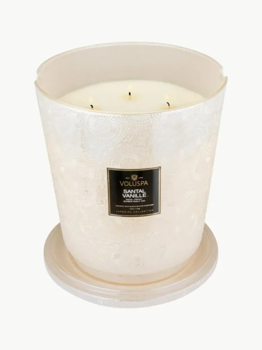 Handgefertigte Fünfdocht-Duftkerze Japonica Collection (Santal, Bourbon-Vanille & Oud)