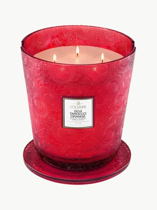 Handgefertigte Fünfdocht-Duftkerze Japonica Collection (Goji-Beere, Mango & Tarocco Orange)