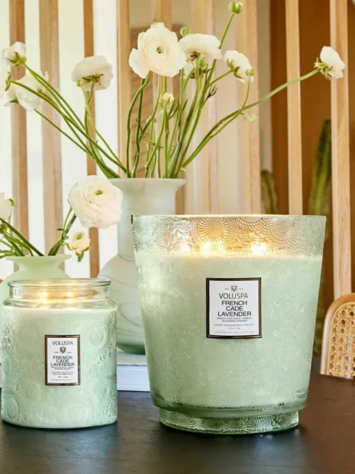 Handgefertigte Fünfdocht-Duftkerze Japonica Collection (Cade-Holz, Eisenkraut & Lavendel)
