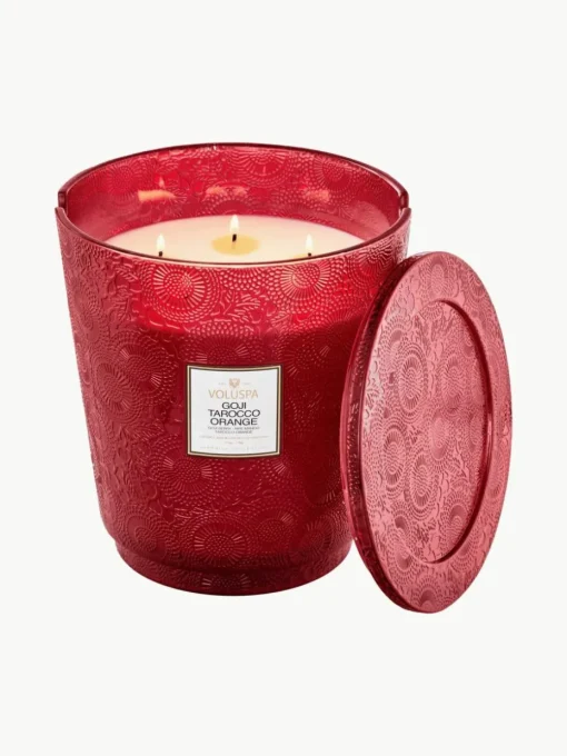 Handgefertigte Fünfdocht-Duftkerze Japonica Collection (Goji-Beere, Mango & Tarocco Orange)