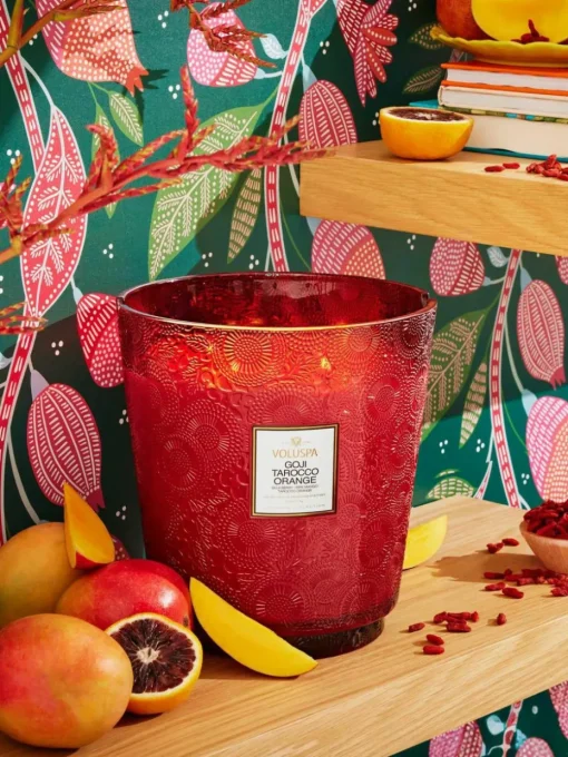 Handgefertigte Fünfdocht-Duftkerze Japonica Collection (Goji-Beere, Mango & Tarocco Orange)
