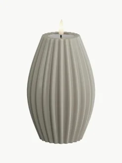 Handgefertigte LED-Kerze Round Stripe, H 15 cm