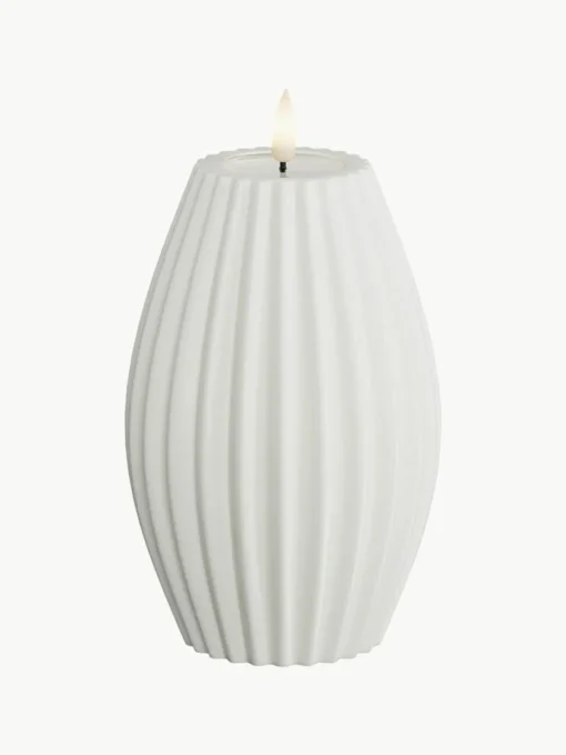 Handgefertigte LED-Kerze Round Stripe, H 15 cm
