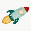 Handgefertigte LED-Kinderzimmerlampe Space Rocket mit Timerfunktion und Fernbedienung, dimmbar