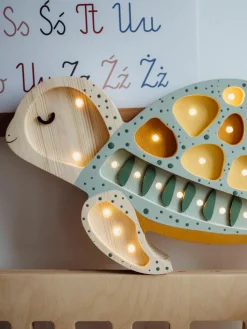 Handgefertigte LED-Kinderzimmerlampe Turtle mit Timerfunktion und Fernbedienung, dimmbar