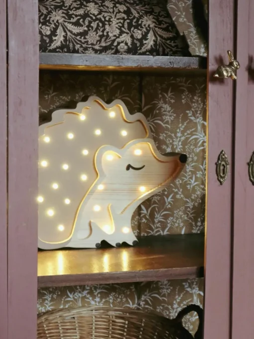Handgefertigte LED-Kinderzimmerlampe Hedgehog mit Timerfunktion und Fernbedienung, dimmbar