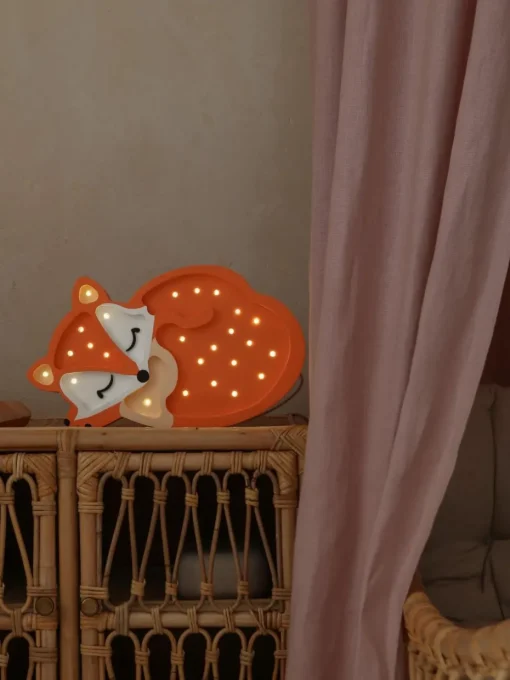 Handgefertigte LED-Kinderzimmerlampe Fox mit Timerfunktion und Fernbedienung, dimmbar