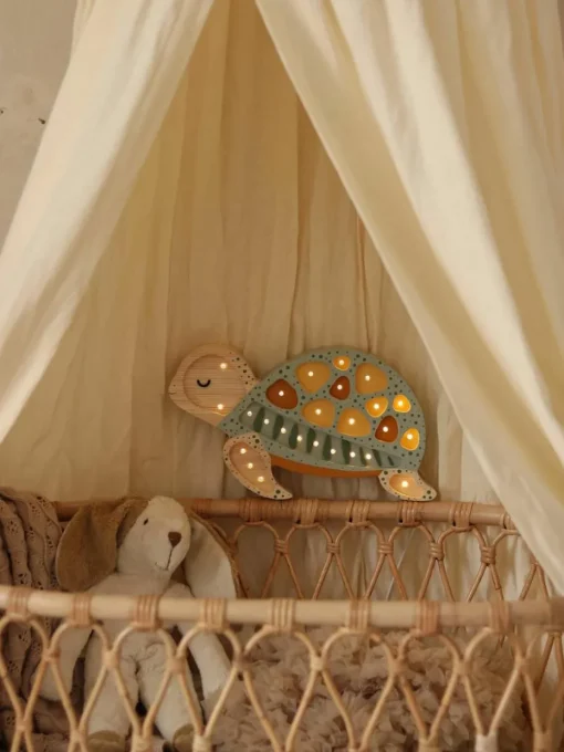 Handgefertigte LED-Kinderzimmerlampe Turtle mit Timerfunktion und Fernbedienung, dimmbar