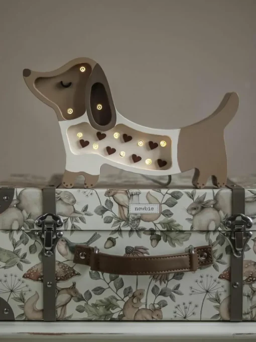 Handgefertigte LED-Kinderzimmerlampe Puppy Mini mit Timerfunktion und Fernbedienung, dimmbar