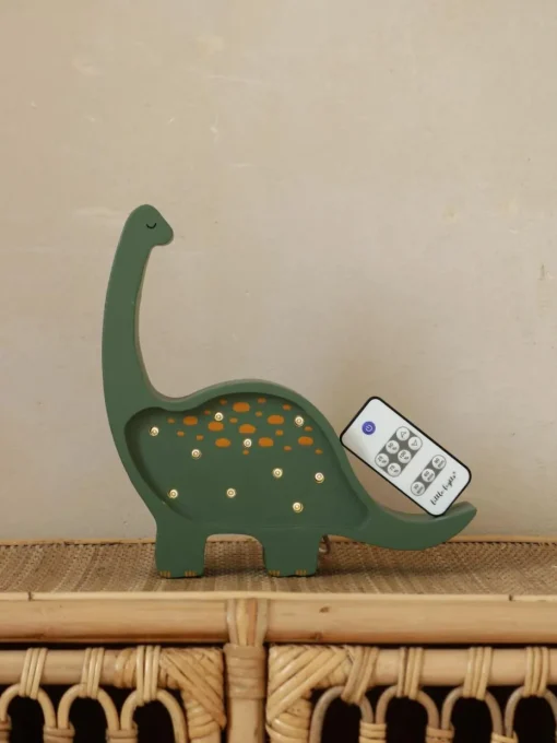 Handgefertigte LED-Kinderzimmerlampe Diplodocus Mini mit Timerfunktion und Fernbedienung, dimmbar