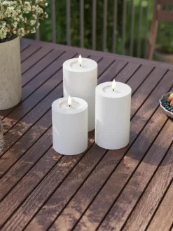 Handgefertigte Outdoor LED-Kerze Real Flame, H 15 cm