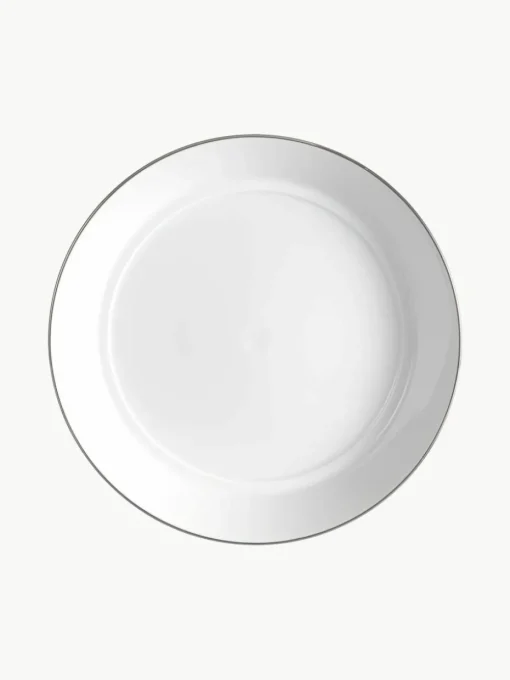 Handgefertigte Pastateller Vitruv aus Porzellan mit handgemaltem Platinrand, 2 Stück