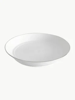 Handgefertigte Pastateller Vitruv aus Porzellan mit handgemaltem Platinrand, 2 Stück