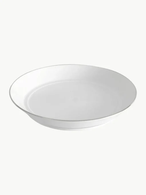Handgefertigte Pastateller Vitruv aus Porzellan mit handgemaltem Platinrand, 2 Stück