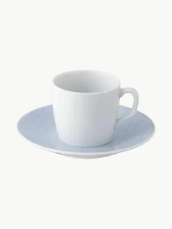 Handgefertigte Porzellan-Espressotassen Cosmopolitan mit Untertassen, 2 Stück