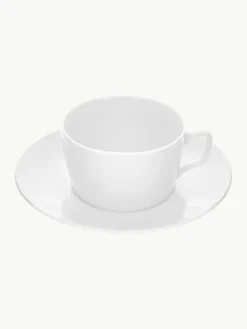 Handgefertigte Porzellan-Kaffeetassen Cosmopolitan mit Untertassen, 2 Stück