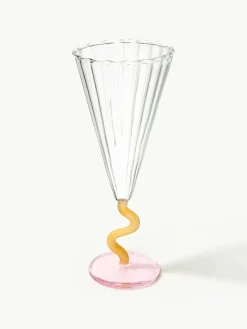 Handgefertigte Sektgläser Curve, 2 Stück