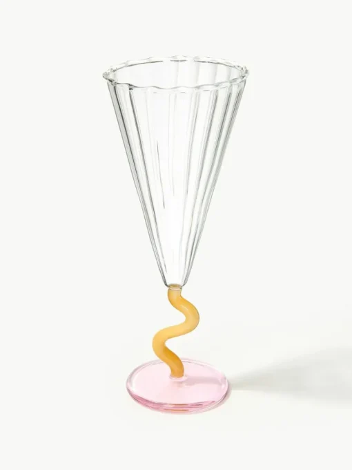Handgefertigte Sektgläser Curve, 2 Stück