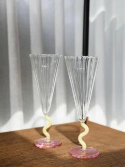 Handgefertigte Sektgläser Curve, 2 Stück