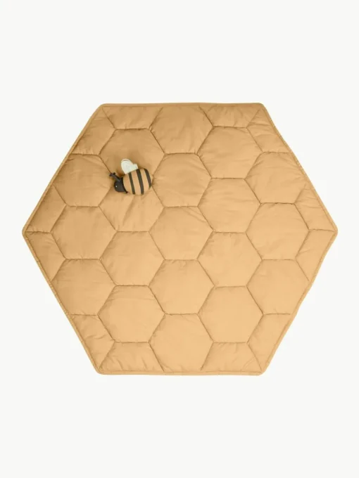 Handgefertigte Spielmatte Honeycomb mit Rasselspielzeug