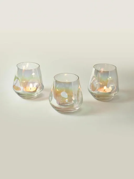 Handgefertigte Teelichthalter Rainbow, 3er-Set