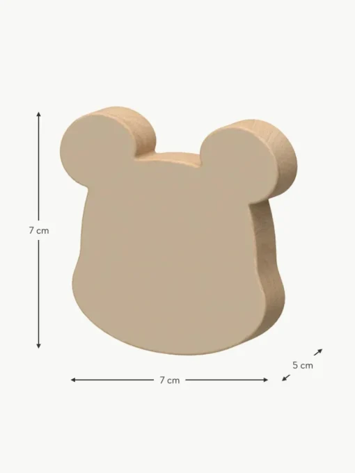 Handgefertigte Wandhaken Bear aus Buchenholz, 3er-Set