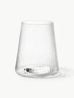 Handgefertigte Wassergläser Cami mit Rillenstruktur, 4 Stück