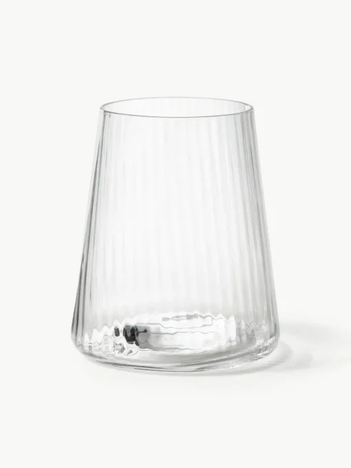 Handgefertigte Wassergläser Cami mit Rillenstruktur, 4 Stück