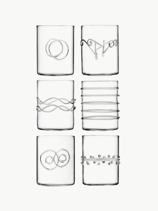 Handgefertigte Wassergläser Deco' Clear, 6er-Set