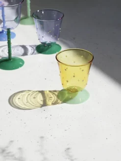 Handgefertigte Wassergläser Dot aus Borosilikatglas, 2 Stück