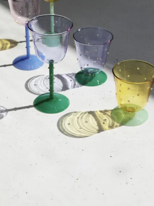 Handgefertigte Wassergläser Dot aus Borosilikatglas, 2 Stück