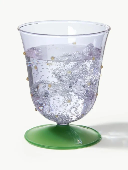 Handgefertigte Wassergläser Dot aus Borosilikatglas, 2 Stück