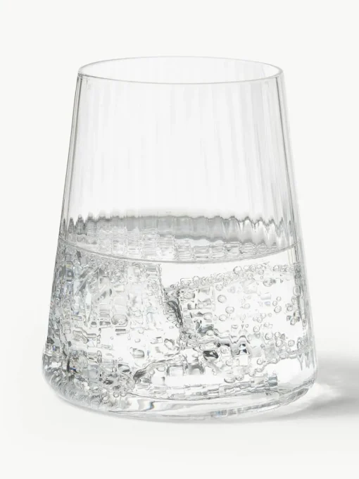 Handgefertigte Wassergläser Cami mit Rillenstruktur, 4 Stück