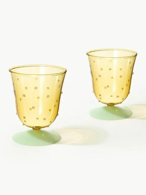 Handgefertigte Wassergläser Dot aus Borosilikatglas, 2 Stück