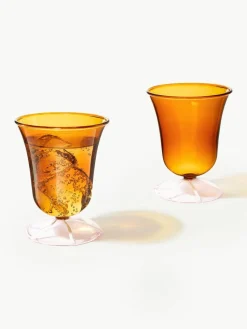 Handgefertigte Wassergläser Eve aus Borosilikatglas, 2 Stück
