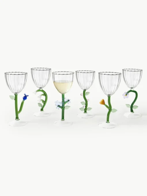 Handgefertigte Weingläser Botanica, 6er-Set